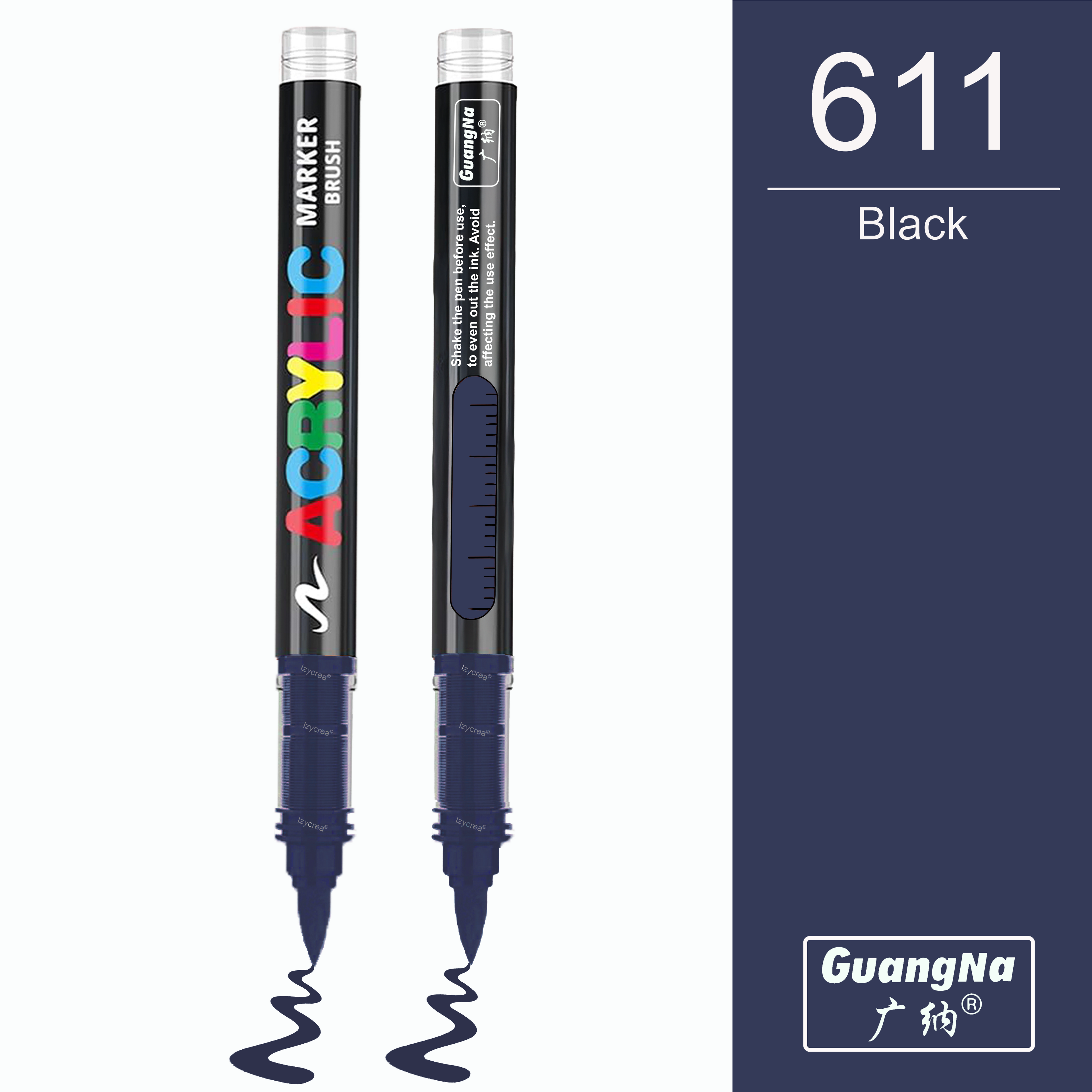 611 - Black - Feutre acrylique GuangNa à l'unité Guangna